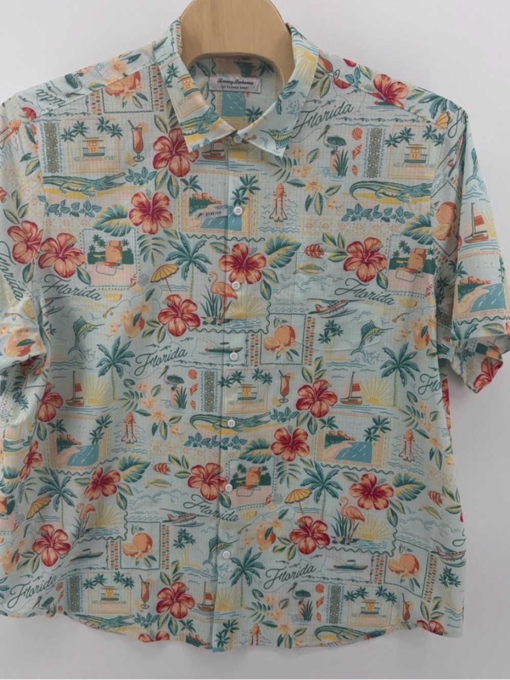 Tommy Bahama Light Blue Tropical Floral Camp Shirt